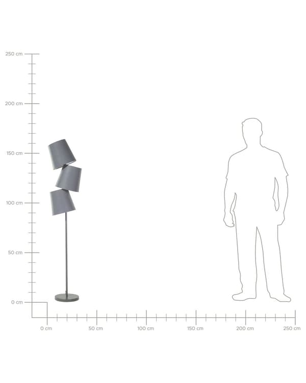 Floor Lamp Grey Metal 164 cm Triple Polyester Classic Shade Modern Design
