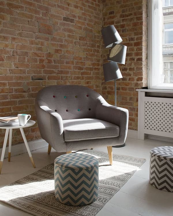 Floor Lamp Grey Metal 164 cm Triple Polyester Classic Shade Modern Design