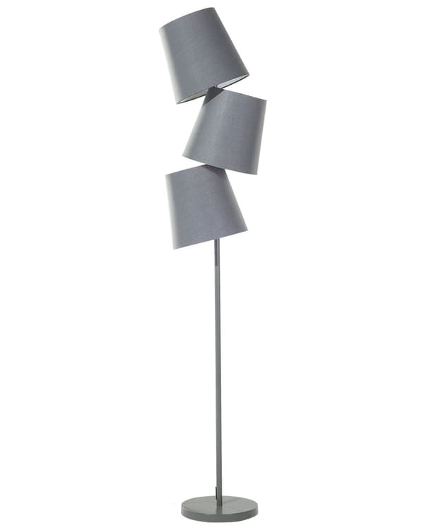 Floor Lamp Grey Metal 164 cm Triple Polyester Classic Shade Modern Design