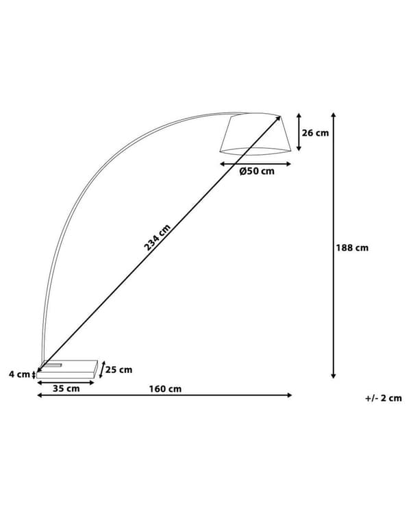 Gulvlampe Hvit Metall 234 cm Buet Ramme Bomull Trommelskjerm Marmorsokkel Moderne Design