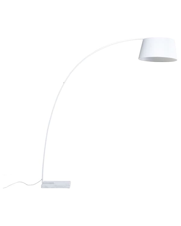 Gulvlampe Hvit Metall 234 cm Buet Ramme Bomull Trommelskjerm Marmorsokkel Moderne Design
