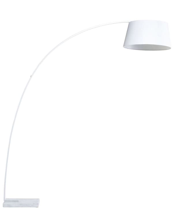 Gulvlampe Hvit Metall 234 cm Buet Ramme Bomull Trommelskjerm Marmorsokkel Moderne Design