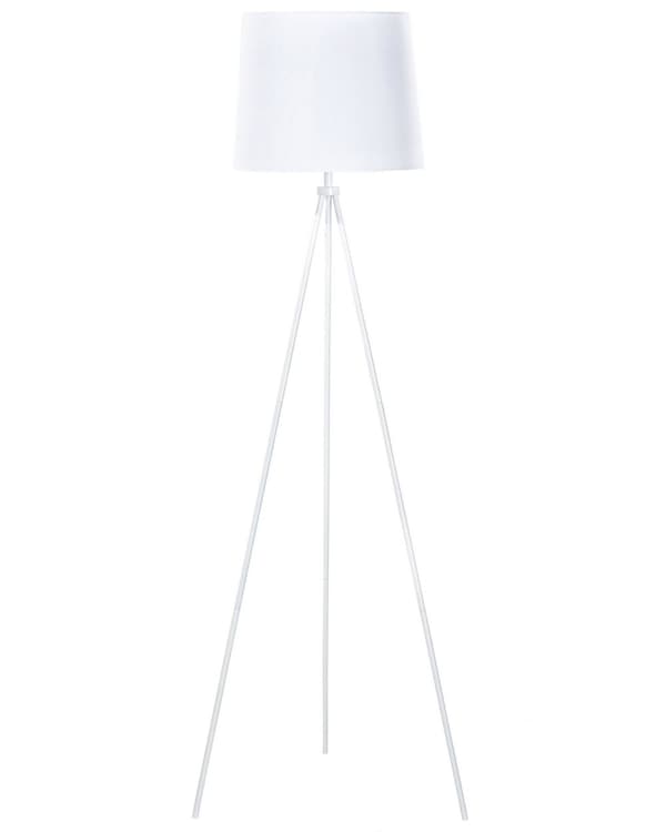 Gulvlampe hvit metall 149 cm stativ trommeskjerm i polybomull Moderne design