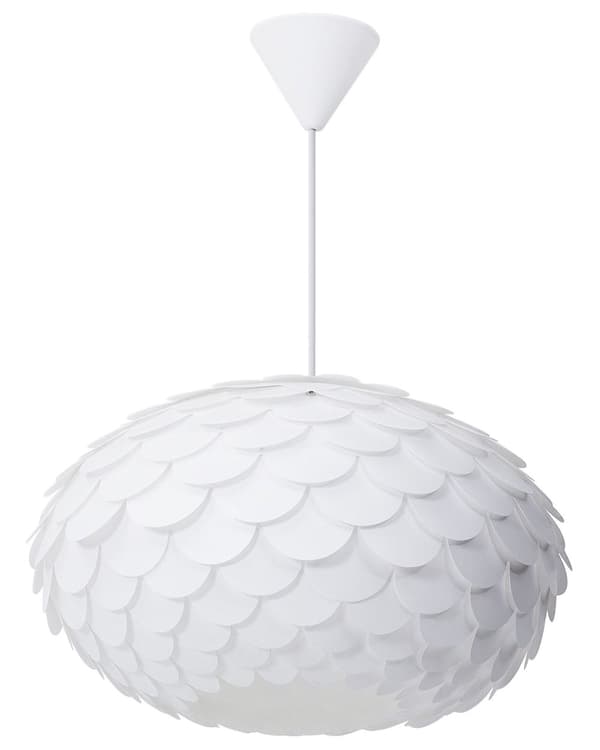 Pendel Hengelampe Hvit Plast Furu Skjerm Hengende Taklampe
