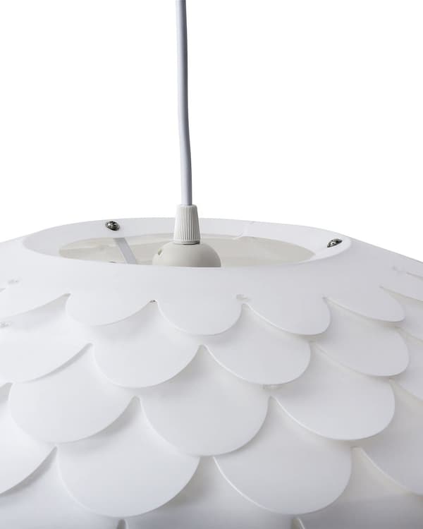 Pendel Hengelampe Hvit Plast Furu Skjerm Hengende Taklampe