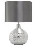 Miniatyrbilde 1 av 10: Bordlampe Sølv Porselen Grå Imitert Silke Trommeskjerm 43 cm Tradisjonell stue