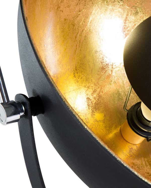 Gulvlampe Svart med Gullmetall 165 cm Stativfot Justerbar Åpen Skjerm Industriell Design