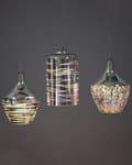 Miniatyrbilde 6 av 11: Pendellampe i sølv med høyglanset, reflekterende glass og geometrisk skjerm Eklektisk, glamorøs design