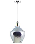 Miniatyrbilde 7 av 11: Pendellampe i sølv med høyglanset, reflekterende glass og geometrisk skjerm Eklektisk, glamorøs design