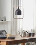 Miniatyrbilde 4 av 9: Taklampe Svart metall 121 cm Pendel Kobberramme Industriell Industriell