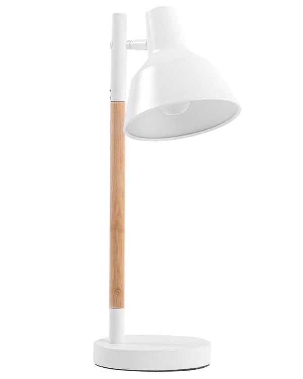 Bordlampe Hvit Lyst akasietre Metall 53 cm Justerbar skjerm Leselampe Soverom Kontor Moderne Minimalistisk