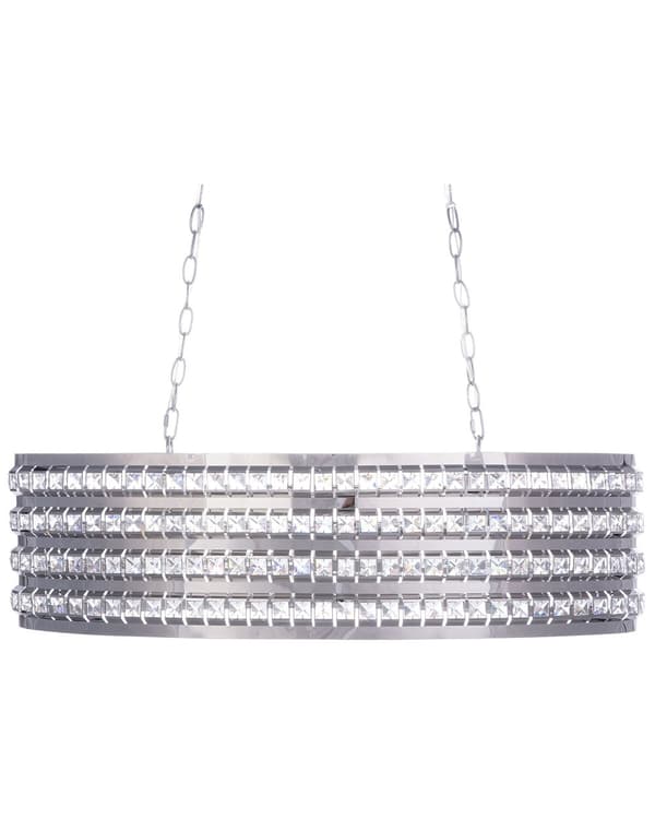 Taklampe Sølv Krystall 108 cm To lyspærer E27 60W Oval form Belysning Dekorasjon Glam Elegant