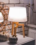 Miniatyrbilde 2 av 11: Bordlampe Hvit bomullslampeskjerm Lett tre 3 ben Moderne