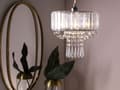 Miniatyrbilde 4 av 9: Pendellampe Transparent Metall Akrylglass 83 cm Dekorativ Lysekrone Glans Finish Glam