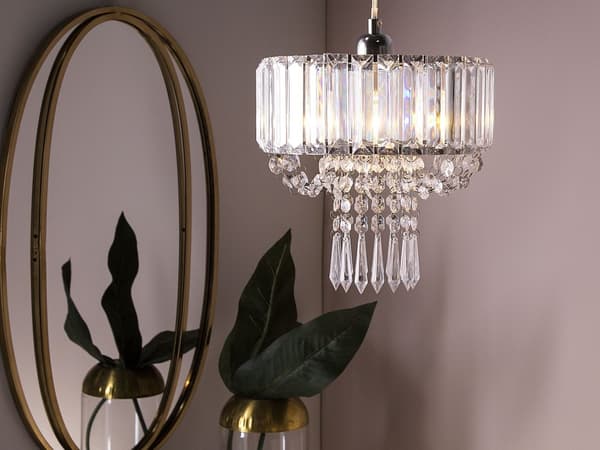 Pendellampe Transparent Metall Akrylglass 83 cm Dekorativ Lysekrone Glans Finish Glam