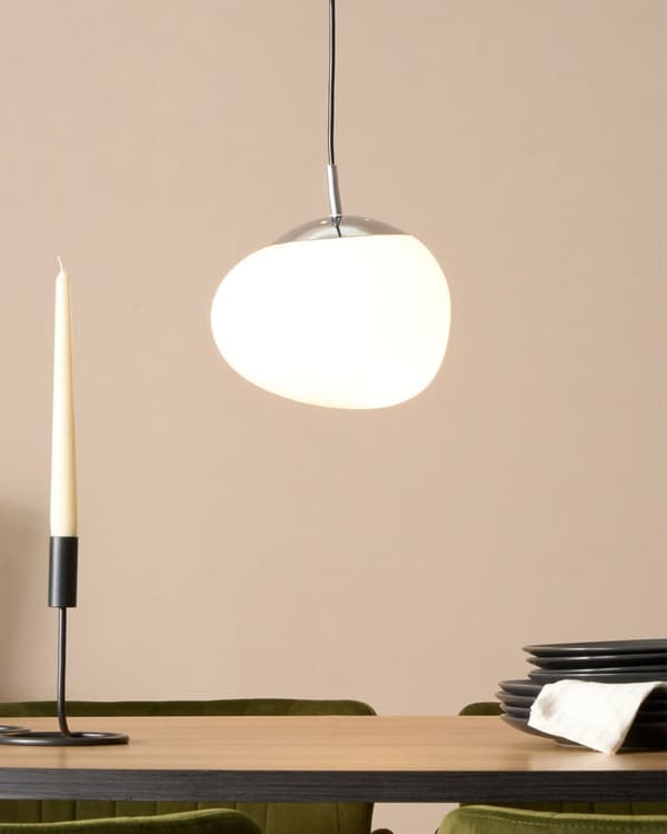 Taklampe Hvitt Glass Sølvfargede Elementer Uregelmessig Form 1 lys Moderne