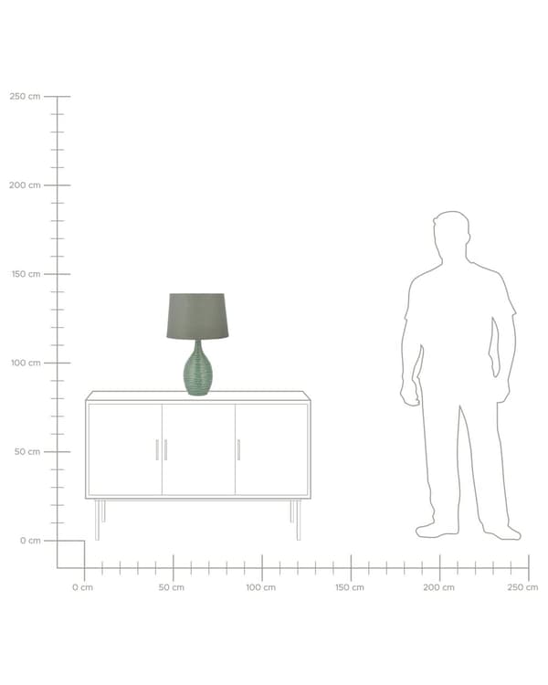 Bordlampe Grønn Keramikk 57 cm Lampeskjerm i stoff Lampefot med riflet struktur Moderne design Belysning Nattlampe