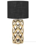 Miniatyrbilde 5 av 11: Bordlampe Gull Keramikk 71 cm Stoffskjerm Geometrisk Moderne Minimalistisk Stil