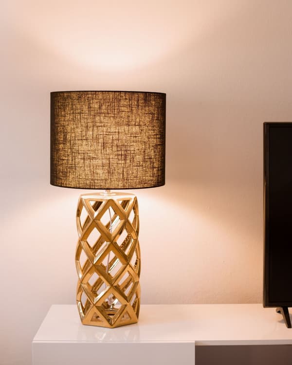Bordlampe Gull Keramikk 71 cm Stoffskjerm Geometrisk Moderne Minimalistisk Stil