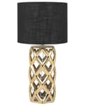 Miniatyrbilde 1 av 11: Bordlampe Gull Keramikk 71 cm Stoffskjerm Geometrisk Moderne Minimalistisk Stil