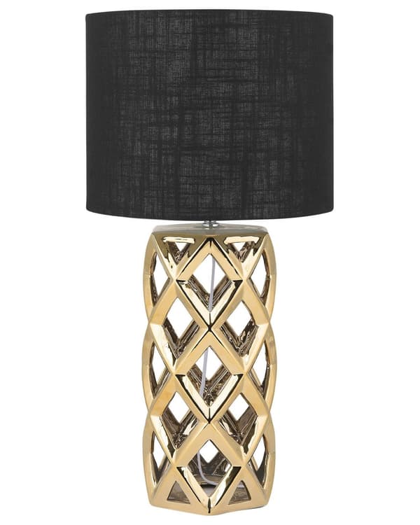 Bordlampe Gull Keramikk 71 cm Stoffskjerm Geometrisk Moderne Minimalistisk Stil