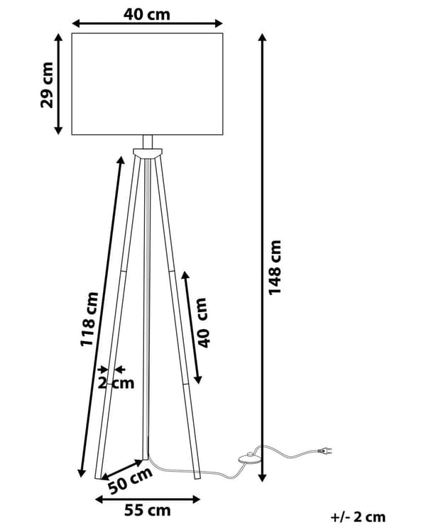 Gulvlampe Sølv Metall 148 cm Tripod Stativ Hvit Stoff Trommeskjerm