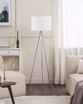 Miniatyrbilde 4 av 11: Gulvlampe Sølv Metall 148 cm Tripod Stativ Hvit Stoff Trommeskjerm