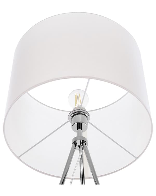 Gulvlampe Sølv Metall 148 cm Tripod Stativ Hvit Stoff Trommeskjerm