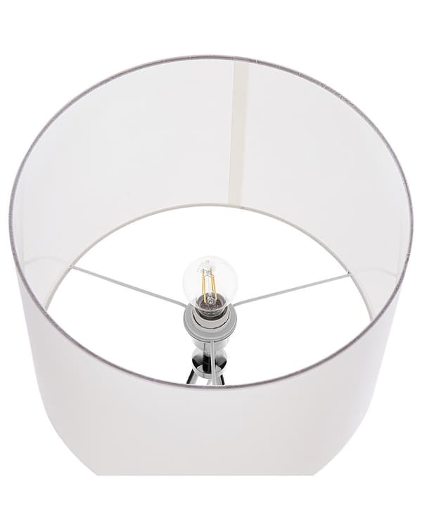 Gulvlampe Sølv Metall 148 cm Tripod Stativ Hvit Stoff Trommeskjerm