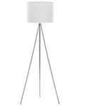 Miniatyrbilde 1 av 11: Gulvlampe Sølv Metall 148 cm Tripod Stativ Hvit Stoff Trommeskjerm