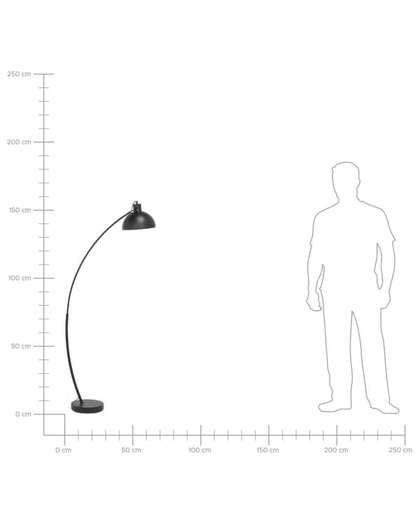 Gulvlampe Svart Metall 155 cm Justerbar lampeskjerm Halvrund form Dekorativ Innredning Moderne design