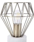 Miniatyrbilde 6 av 9: Bordlampe Nattbordslampe Messing Metall Diamond Bur Skjerm Rund Sokkel Marmor utseende