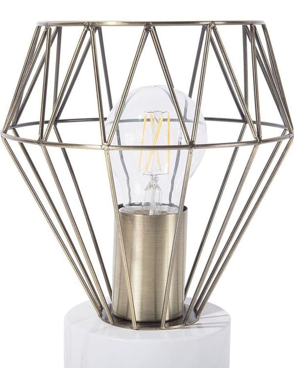 Bordlampe Nattbordslampe Messing Metall Diamond Bur Skjerm Rund Sokkel Marmor utseende