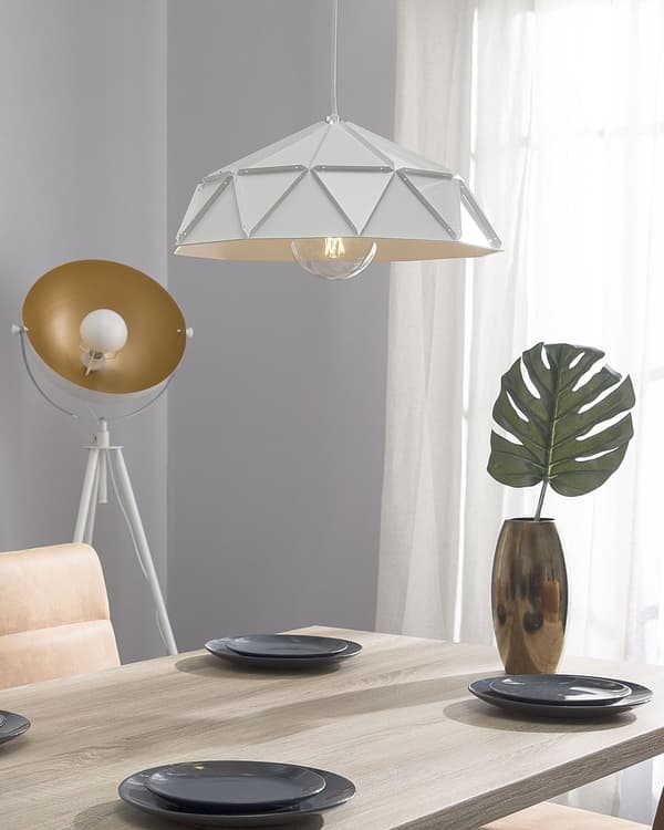 Pendellampe Hvit Metall Geometrisk Form 1 Lys Moderne