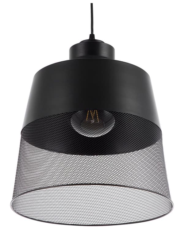 Pendellampe i svart metallnett Vintage Industriell Design Taklampe