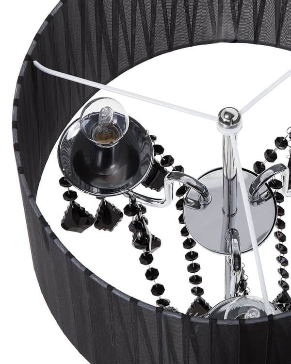 Gulvlampe Svart Bomull 170 m Trommeskjerm Krystallperler