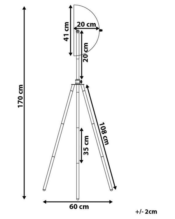 Gulvlampe Svart med Gullmetall 170 cm Stativfot Justerbar Åpen Skjerm Industriell Design