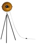 Miniatyrbilde 5 av 11: Gulvlampe Svart med Gullmetall 170 cm Stativfot Justerbar Åpen Skjerm Industriell Design