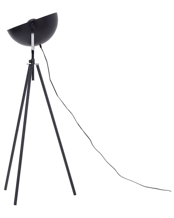 Gulvlampe Svart med Gullmetall 170 cm Stativfot Justerbar Åpen Skjerm Industriell Design