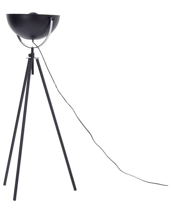 Gulvlampe Svart med Gullmetall 170 cm Stativfot Justerbar Åpen Skjerm Industriell Design