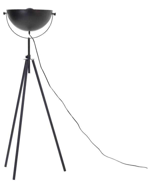 Gulvlampe Svart med Gullmetall 170 cm Stativfot Justerbar Åpen Skjerm Industriell Design