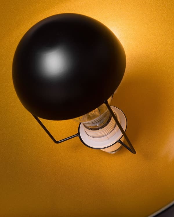 Gulvlampe Svart med Gullmetall 170 cm Stativfot Justerbar Åpen Skjerm Industriell Design
