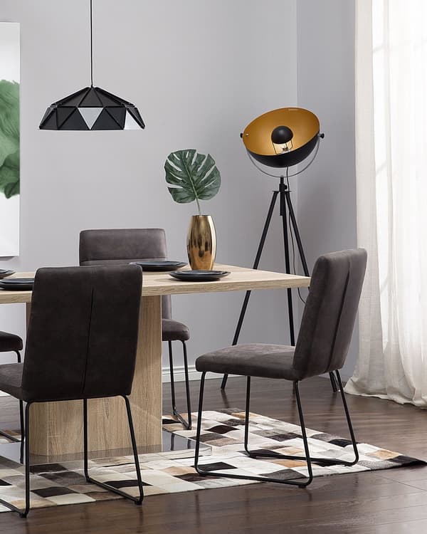 Gulvlampe Svart med Gullmetall 170 cm Stativfot Justerbar Åpen Skjerm Industriell Design