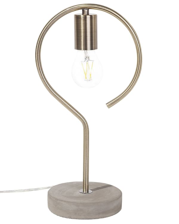 Bordlampe Messingfarget Metall Betongfot Industriell