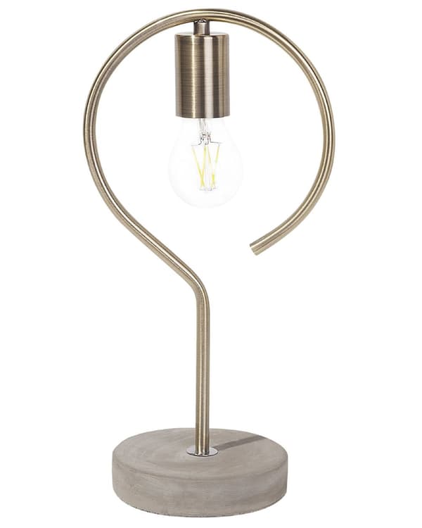 Bordlampe Messingfarget Metall Betongfot Industriell