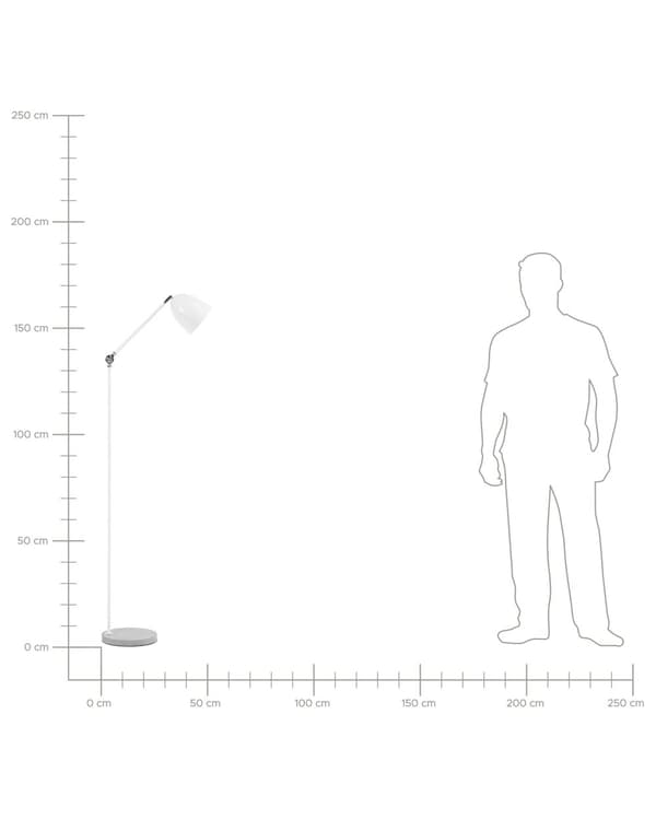 Gulvlampe Hvit Metall 165 cm Betongbase Svingarm Justerbar lampeskjerm Gjennomsiktig ledning Moderne Industriell stil