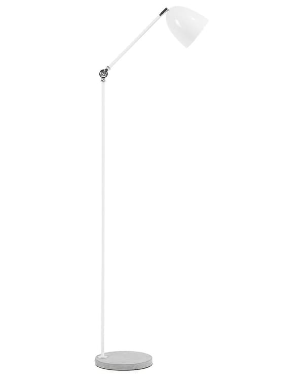Gulvlampe Hvit Metall 165 cm Betongbase Svingarm Justerbar lampeskjerm Gjennomsiktig ledning Moderne Industriell stil