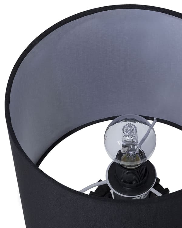 Bordlampe Svart Tre Tekstil Lampeskjerm Moderne Design