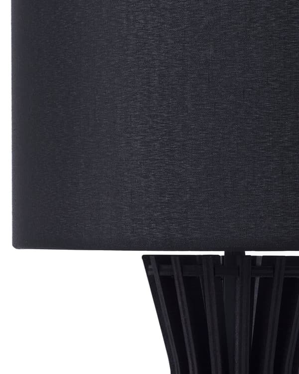 Bordlampe Svart Tre Tekstil Lampeskjerm Moderne Design