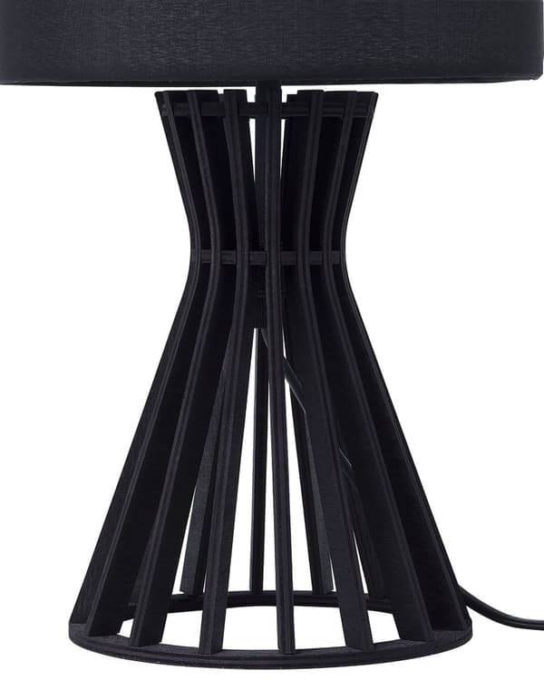 Bordlampe Svart Tre Tekstil Lampeskjerm Moderne Design